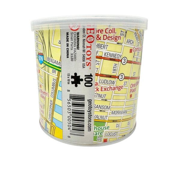 Philadelphia City Magnetic Puzzle 100 Pieces In Canister Map Design By E-Q Toys - Picture 2 of 4